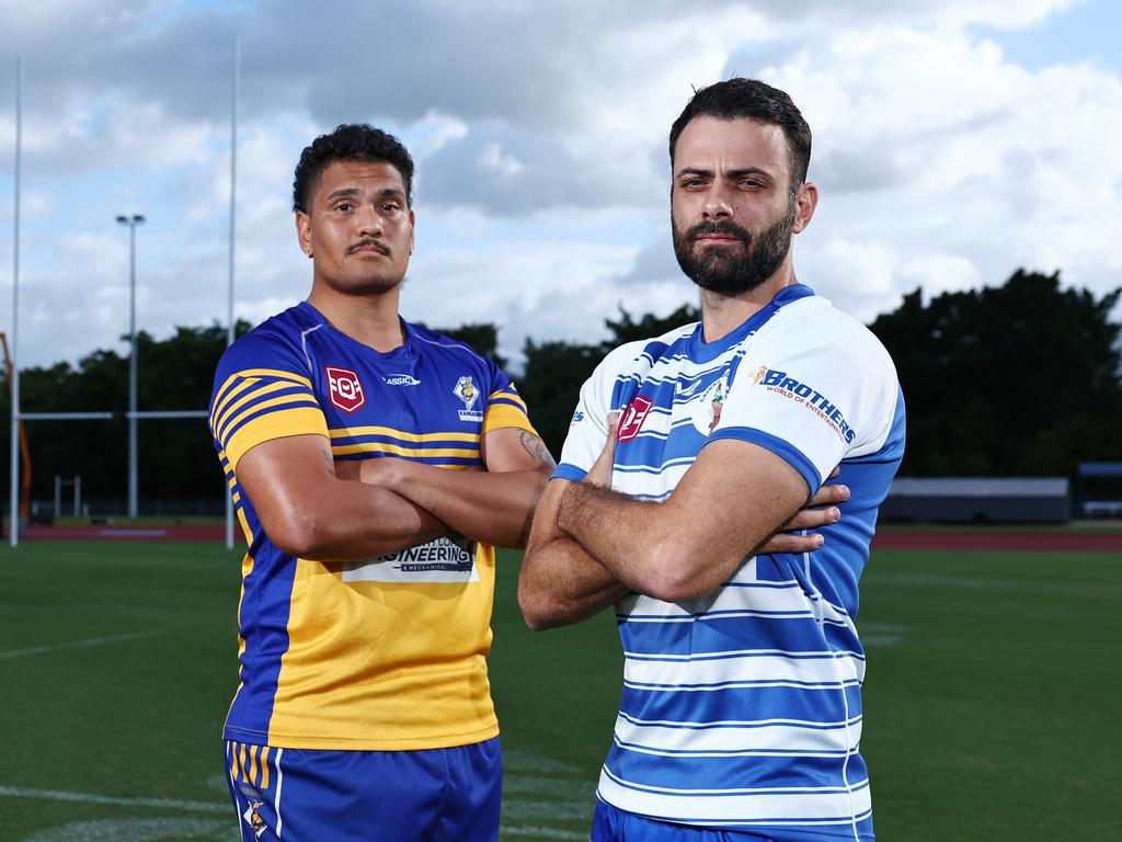 Far North Queensland Rugby League will host the reserve grade mens grand final match this Saturday. Cairns Kangaroos reserve grade prop Jarom Mairu and reserve grade captain/coach Luke Fleming will do battle for grand final glory at Barlow Park on Saturday. Picture: Brendan Radke