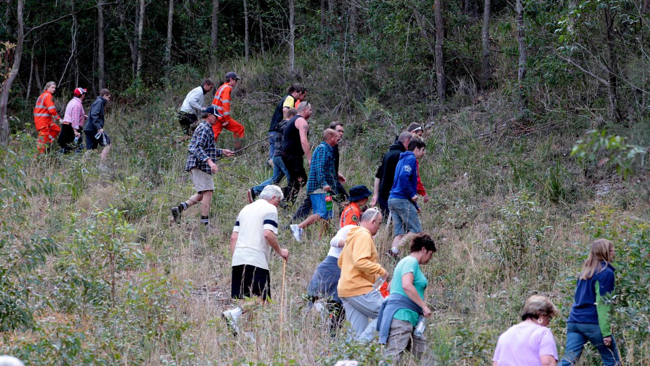 Locals join the SES (above) in searching bushland for William at around 4pm on the day he went missing.