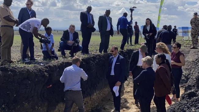 Stuart Barden with Crown Prince Haakon of Norway at the farm in Kenya. Picture: Twitter