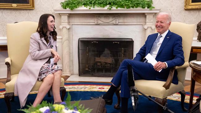 Jacinda Ardern meets Joe Biden in the Oval Office on Tuesday. Picture: AFP