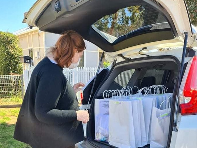 Dedicated staff from Red Gum Child Care delivered iso packs to families during the last Covid lockdown. Picture: Red Gum Child Care Centre/Facebook