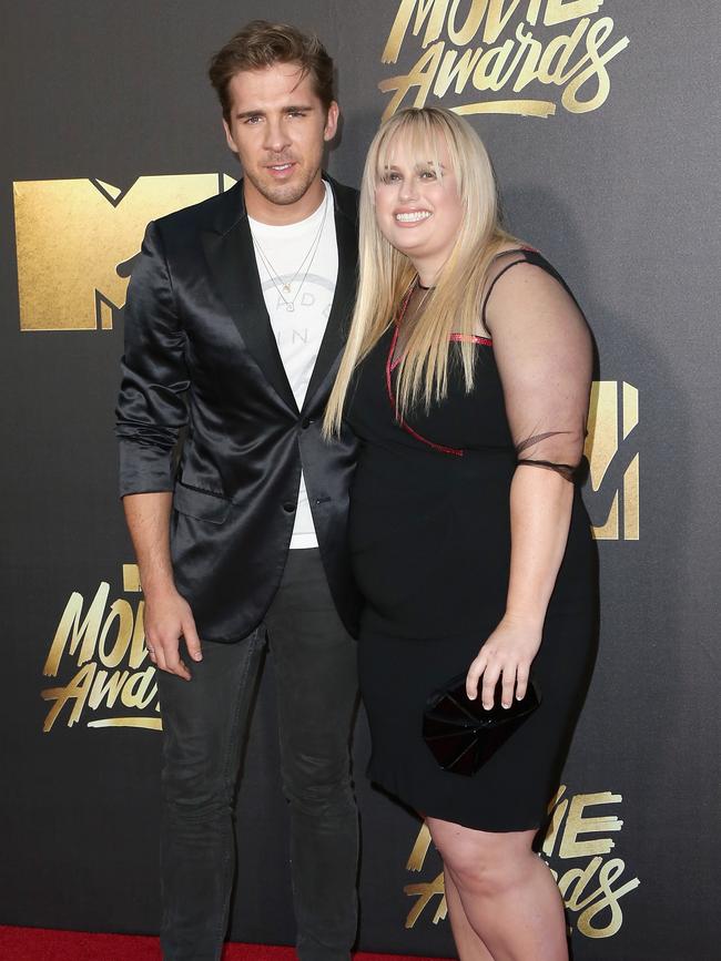 Hugh Sheridan and Rebel Wilson at the 2016 MTV Movie Awards at Warner Bros. Studios in California. Picture: Frederick M. Brown/Getty Images