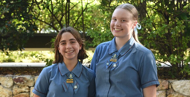 All Hallows’ School Captains Lucy McMillan and Hannah Szylkarski. Photo – contributed.