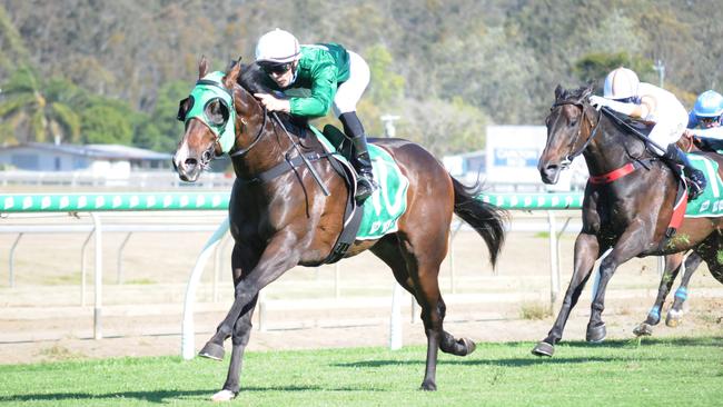 Race 4 Ipswich winner Dare To Share, ridden by Adin Thompson. Picture: Claire Power