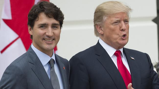 Donald Trump welcomes Canadian Prime Minister Justin Trudeau at the White House in Washington, October 2017.