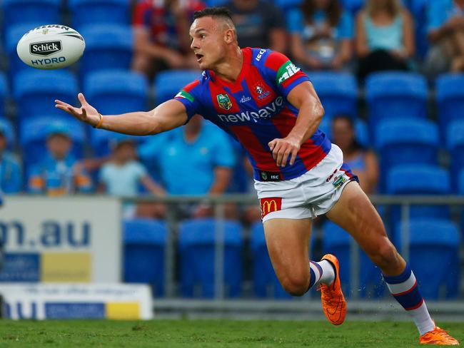 Jaelen Feeney fumbled his first opportunity for the Knights. Picture: Getty Images