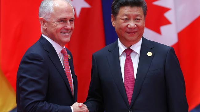 Malcolm Turnbull and Xi Jinping at the G20 summit this year. Picture: Lyndon Mechielsen