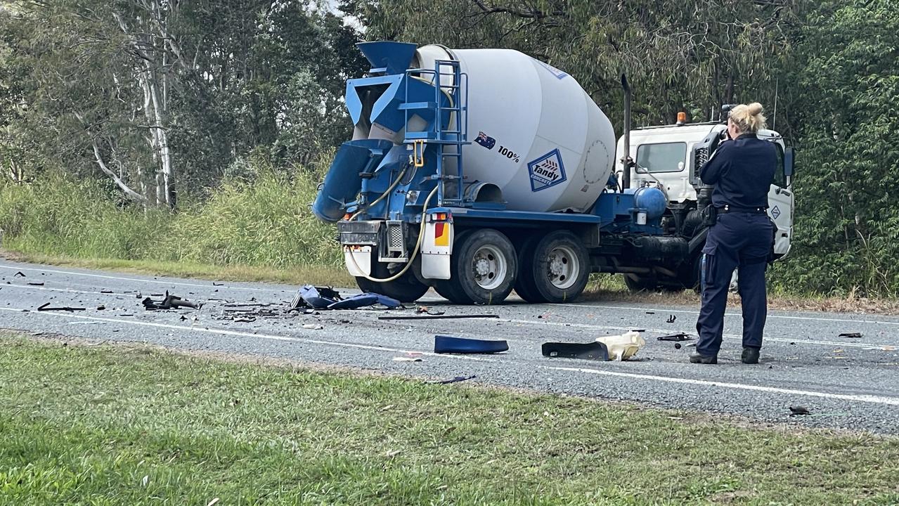 The scene of the two-vehicle crash on Shute Harbour Rd and Tyree Road at Mount Julian on July 11, 2023. Picture: Janessa Ekert and Estelle Sanchez