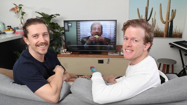 Former Gogglebox boys Symon Lovett and Adam Densten pick this year’s Logie winners. Picture: David Crosling