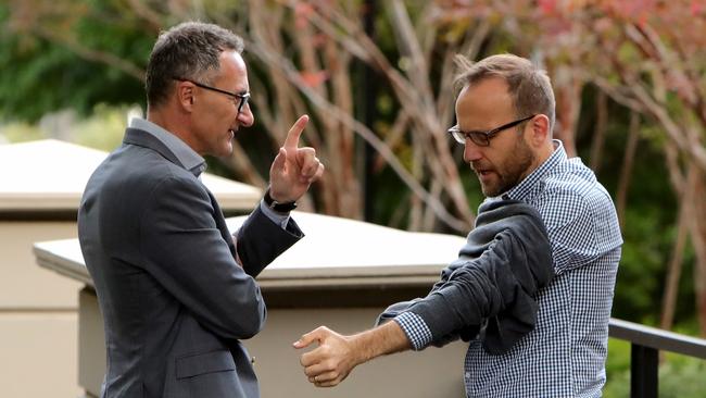 Richard Di Natale and Adam Bandt are despicably capitalising on the suffering of bushfire victims to score political points. Picture: Stuart McEvoy/The Australian.