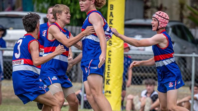 Moranbah Bulldogs vs North Mackay Saints AFL Mackay 2024 grand final at Etwell Park Bakers Creek. Picture: Daniel McLean