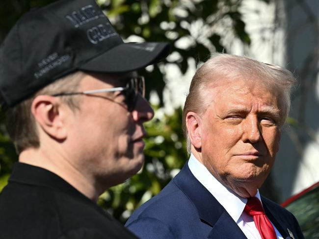 US President Donald Trump and Tesla CEO Elon Musk speak to the press on the South Portico of the White House in Washington, DC. Picture: AFP