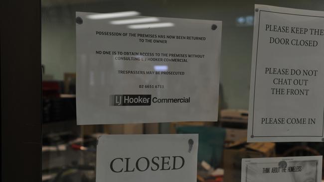 The sign on the door of the Harbourside Housing and Homeless Hub after the charity was evicted. Photo: Tim Jarrett