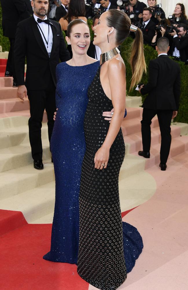 Emily Blunt and Olivia Wilde attend the “Manus x Machina: Fashion In An Age Of Technology” Costume Institute Gala at Metropolitan Museum of Art on May 2, 2016 in New York City. Picture: Getty