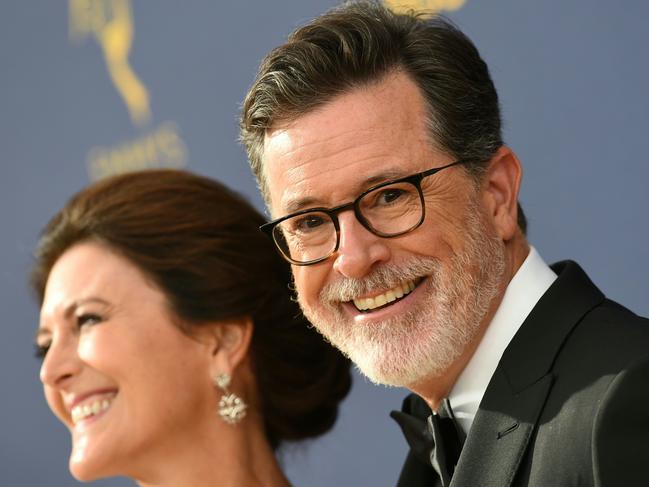 Stephen Colbert and his wife Evelyn McGee-Colbert arrive for the 70th Emmy Awards last year. Picture: AFP