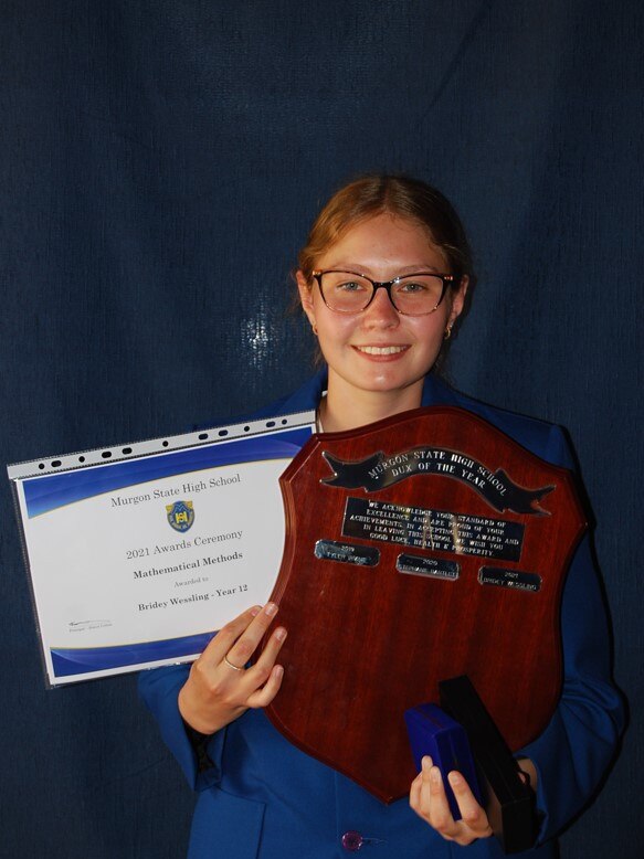 Murgon State High School's 2021 Dux Bridey Wessling. Photo: Murgon SHS