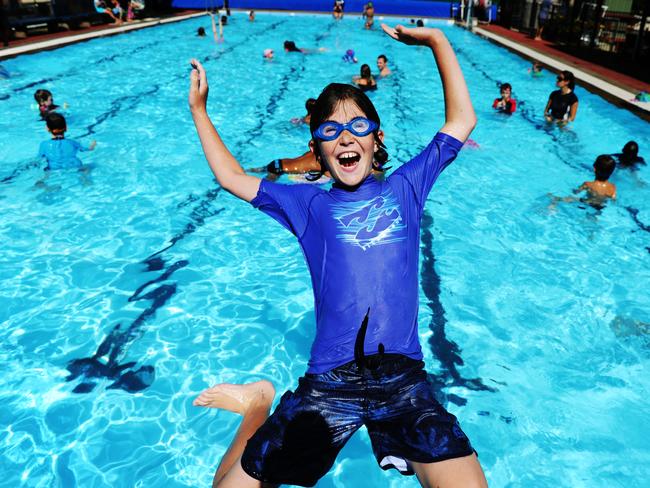 Finn Harte enjoying himself at the current pool.