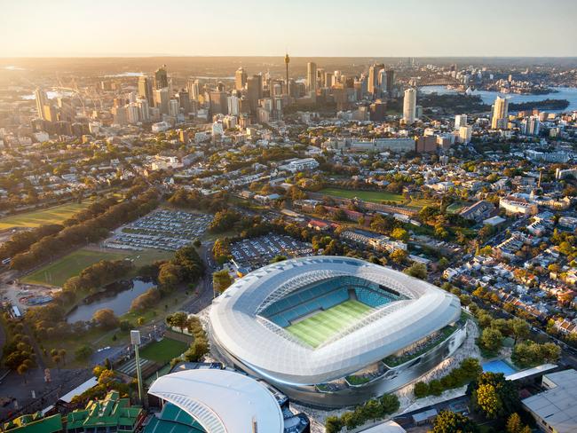 A supplied architectural render obtained in October 2018 of the new Sydney Football Stadium. Picture: AAP Image/Supplied by NSW Government