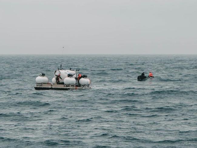 Reportedly the last photo of submersible The Titan as they launched the expedition, in a photo posted to Action Aviation's Instagram account. Picture: Action Aviation/Instagram