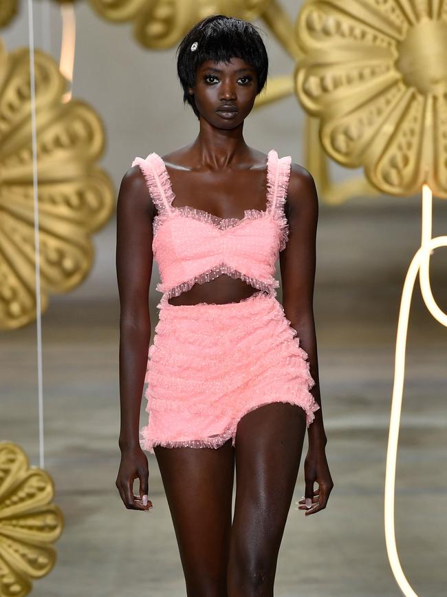 A model in the Alice McCall show at Australian Fashion Week 2019. Picture: Getty Images