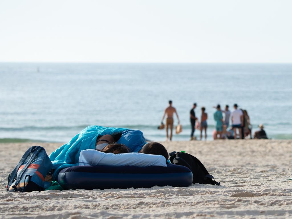 Around 7.30am New Years Day at Bondi Beach. Picture: Monique Harmer