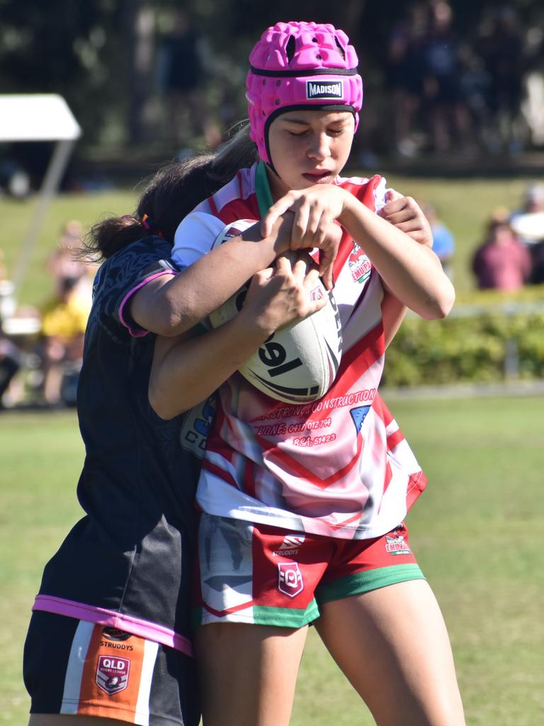 Rocky Junior League grand finals, under-14 girls, Emu Park versus Rockhampton Tigers, Rugby Park, on June 8, 2024.