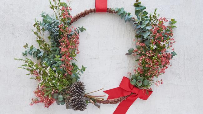 An Australian native wreath for the front door this Christmas. Picture: Harris Farm