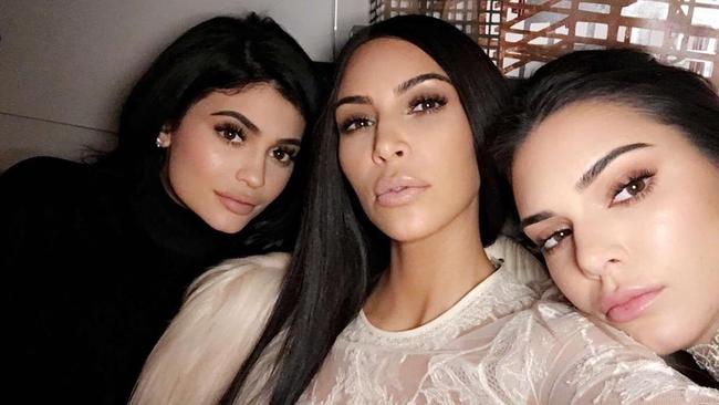 Kim and Kendall with Kylie in their gowns before filming the Met Gala scene.