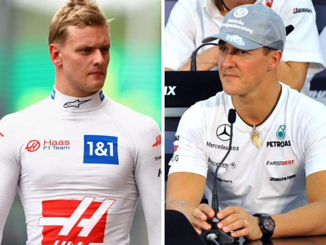 Mick Schumacher and his dad Michael. Photos: Getty Images/AFP