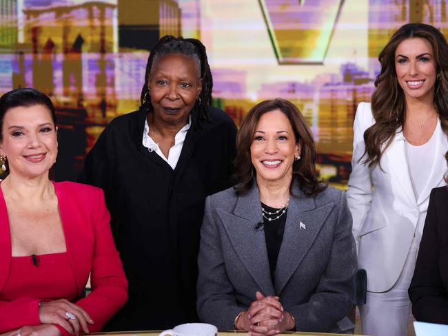 US Vice President and Democratic presidential nominee Kamala Harris is pictured in studio at ABC during a break during the recording of the show "The View" in New York on October 8, 2024. (Photo by Charly TRIBALLEAU / AFP)