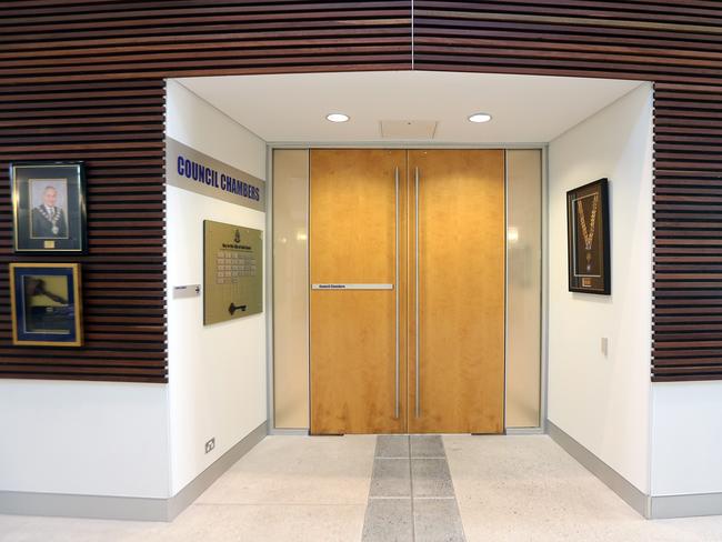 Special budget meeting at Gold Coast City Council chambers.Photo of the closed doors for future use. They did not kick us out today as expected.Pic by Richard Gosling