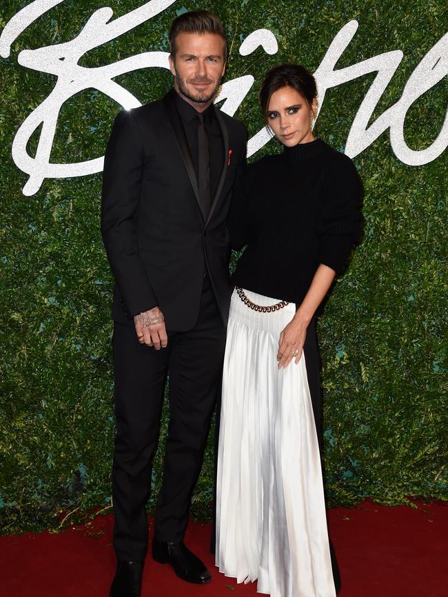 David and Victoria Beckham attend the British Fashion Awards.