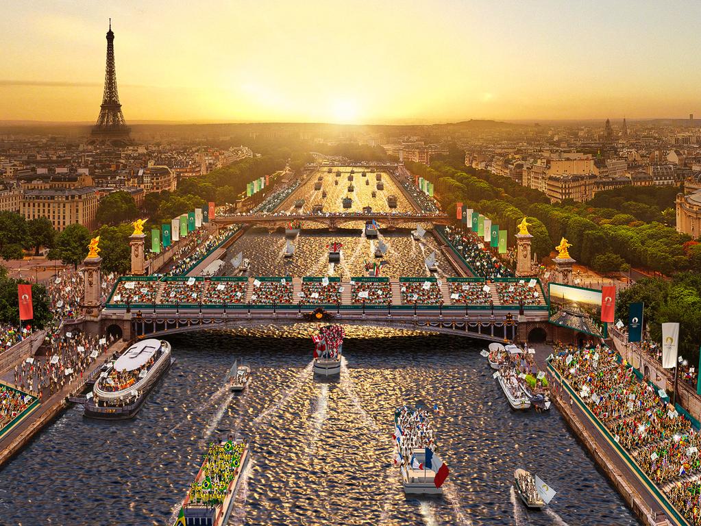 An artist’s impression of what could be a spectacular opening ceremony in Paris. Picture: Supplied