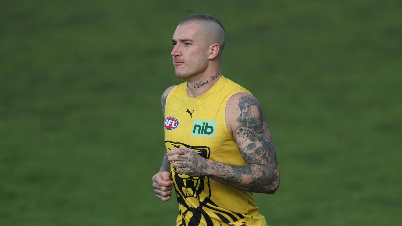 Dustin Martin is nursing a hamstring injury. Picture: David Crosling