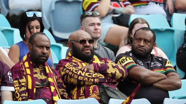 Brisbane Broncos fans were left disappointed after the loss. Picture: NCA NewsWire / David Swift