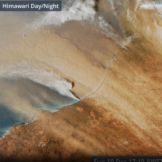 The dust extended for hundreds of kilometres into the Indian Ocean. Picture: Weatherzone.