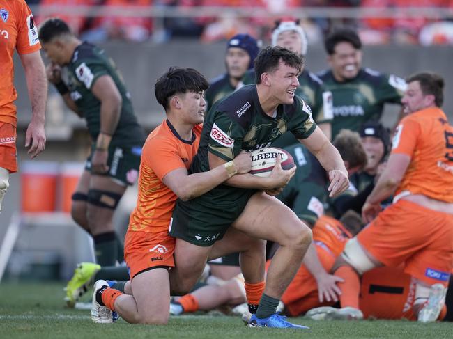 Joseph Manu playing rugby union for the Toyota Verblitz in Japan. Picture: Getty Images