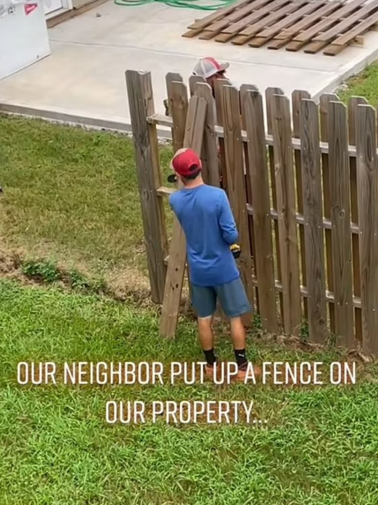 A homeowner took matters into their own hands after a neighbour built a fence breaching their property line. Picture: @unbewreathable / TikTok