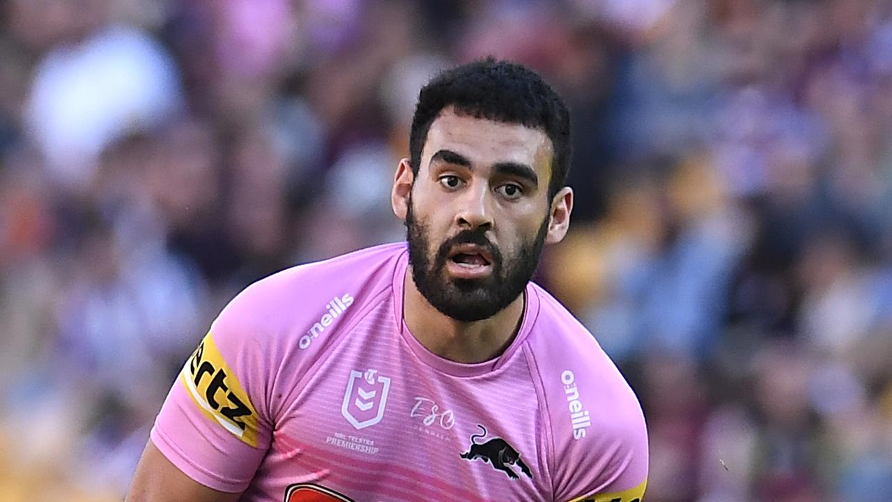 BRISBANE, AUSTRALIA - JULY 18: Tyrone May of the Panthers in action during the round 18 NRL match between the New Zealand Warriors and the Penrith Panthers at Suncorp Stadium, on July 18, 2021, in Brisbane, Australia. (Photo by Albert Perez/Getty Images)