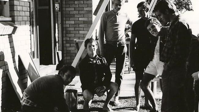 Stephen Gregg and fellow surfers at the Sunshine Coast in the 70s. Picture: Supplied