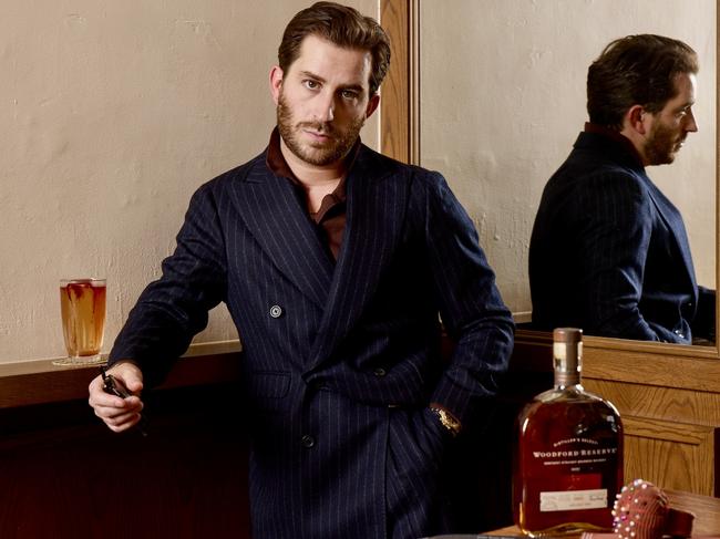 Menswear designer Christian Kimber in an ad for Woodford Reserve bourbon. Picture: Supplied