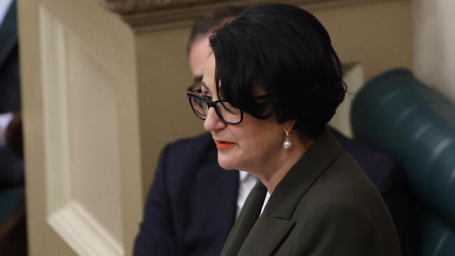 Vickie Chapman makes her farewell speech at the South Australian parliament, in Adelaide. Picture: NCA NewsWire / David Mariuz