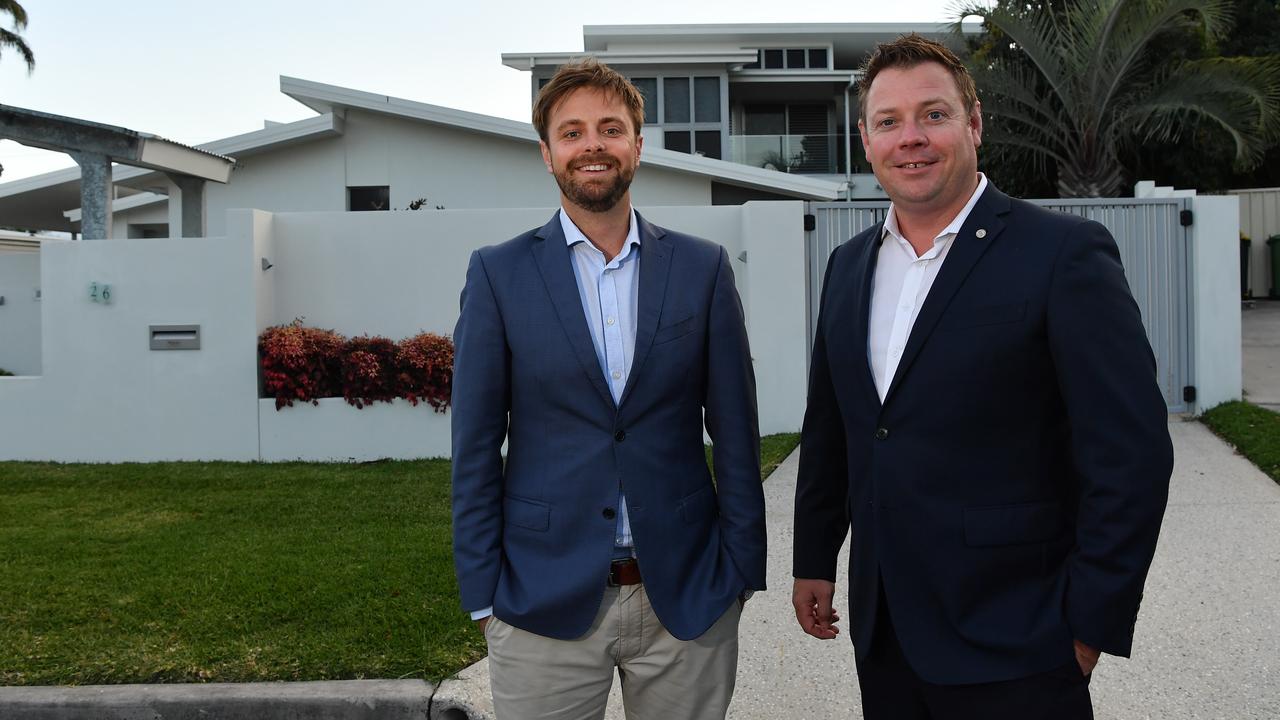 Mooloolaba is one of a cluster of tomorrow's million dollar suburbs. Pictured, James Goldsworthy and Brent Higgins, of Ray White Kawana/Mooloolaba. Photo Patrick Woods / Sunshine Coast Daily