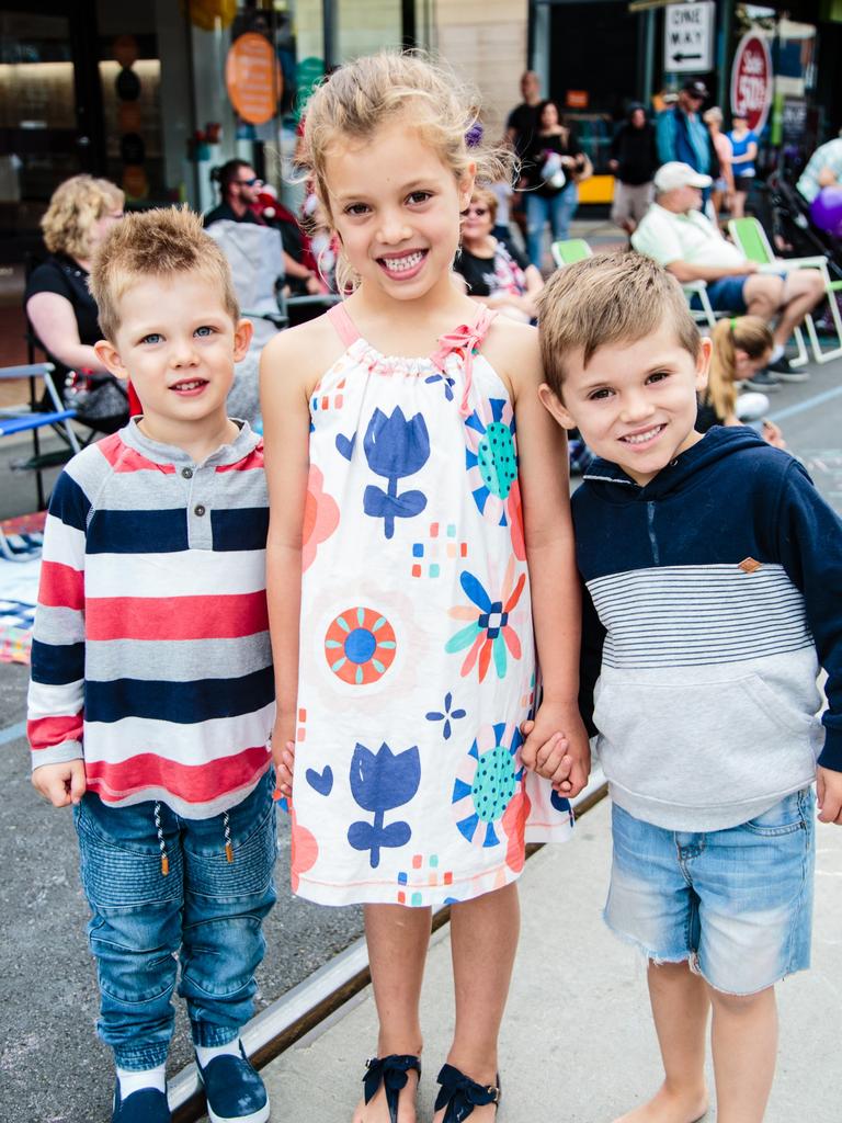 Logan Morley, Emerson Warren and Ashton Warren at the Glenelg Christmas Pageant:. Picture: Helen Page