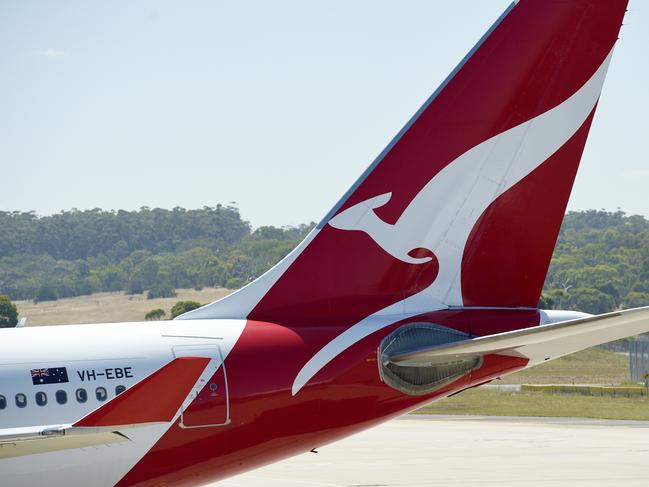 MELBOURNE, AUSTRALIA - NewsWire Photos MARCH 03, 2022: QANTAS plane tail fins at Tullamarine Melbourne Airport. Picture: NCA NewsWire / Andrew Henshaw