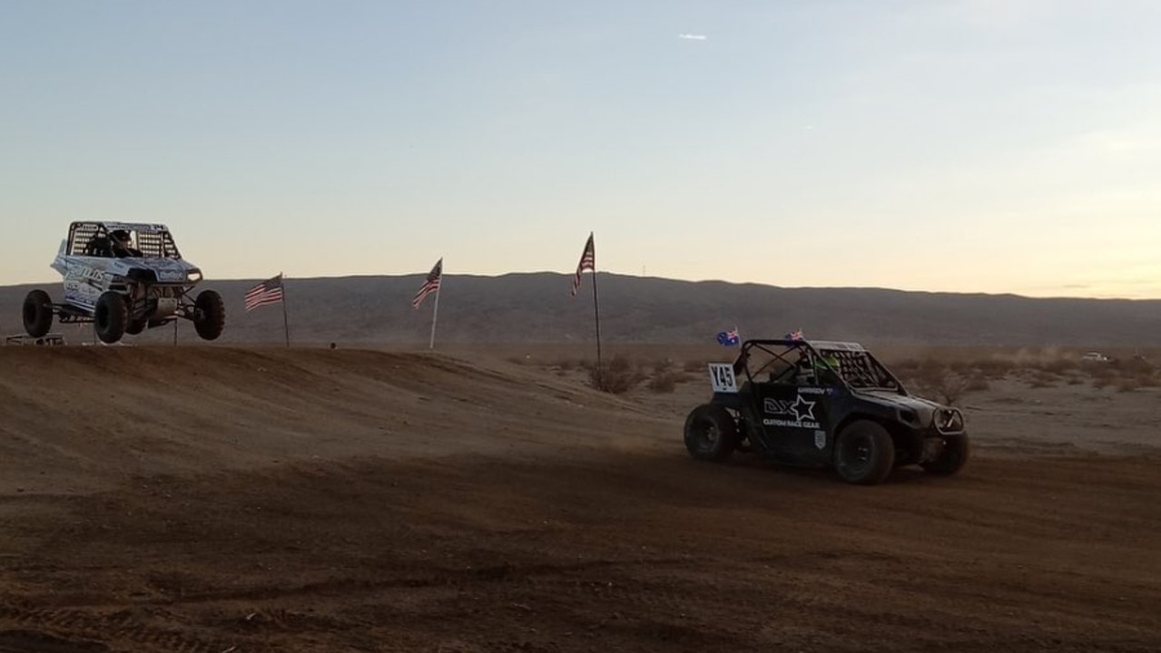 Dexter Warren, 10, leads the UTV World Championship race in Barstow, California. Picture: Facebook