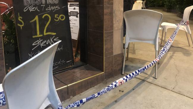 A crime scene was established outside the hotel on Saturday afternoon.