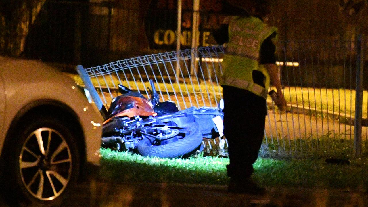 Jennifer Broad’s motorbike at the scene of the crash. Picture: Alix Sweeney