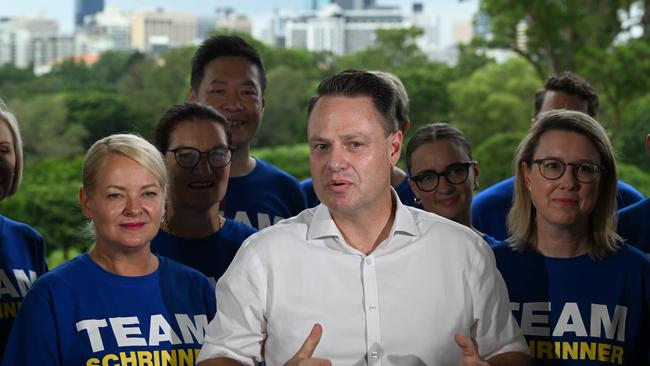 29/1/2024: Lord Mayor Adrian Schrinner with his  Team Schrinner, team of councillors and candidates  for the 2024 council election campaign, at Victoria Park, Herston pic: Lyndon Mechielsen/Courier Mail