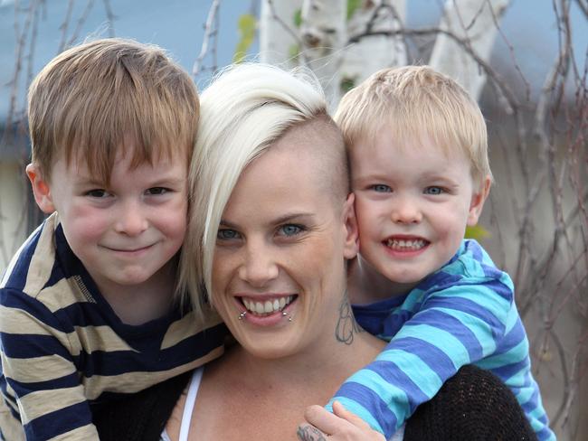 Rawlings with her sons Zake and Enson.